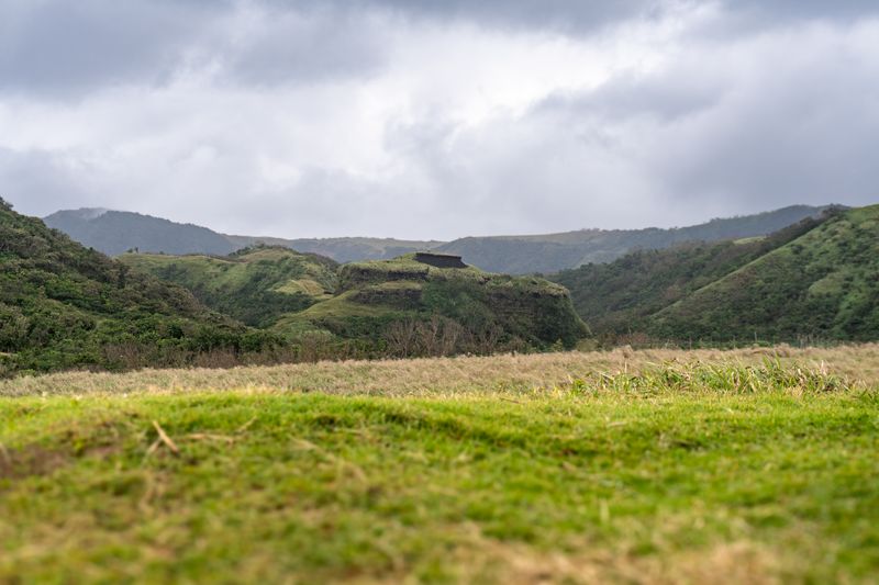 An ijang, seen dead center, in Savidug. These are hillfort settlements dated to at most the twelfth century CE. See notes below.